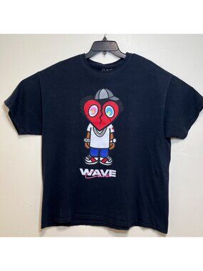 Wave Club Graphic T-shirt Size XL Street wear B BOY Short Sleeve Black Cotton